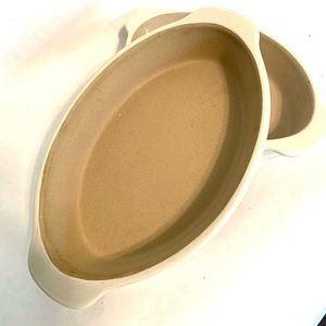 pampered chef stoneware 8”x5.25”/small Casserole dish/ ivory cream /061101/USA